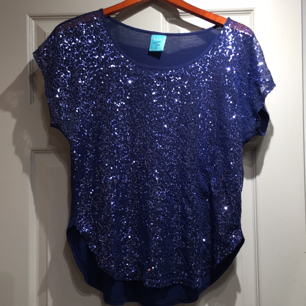 Women’s Size M h.i.p Blue Sequin Shirt